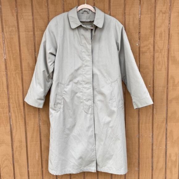 Vintage 90s Dry Dock Neutral Tan Oversized Size 10 Longline Raincoat/Trench Coat - Picture 7 of 15